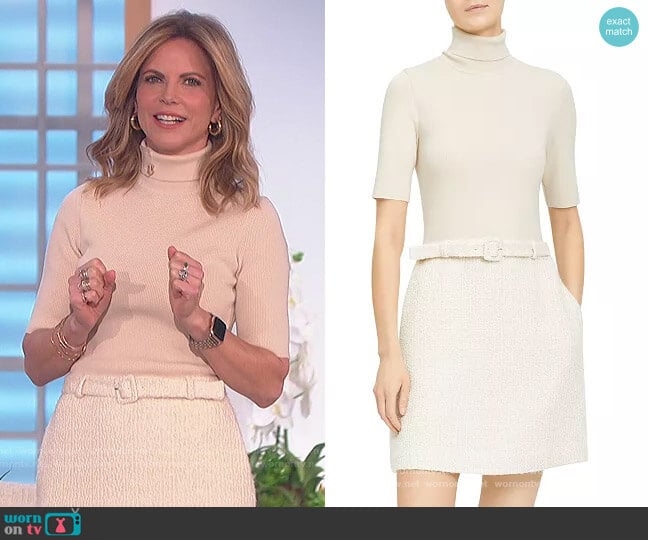 Theory Knit Combo Dress in Tweed worn by Natalie Morales on The Talk