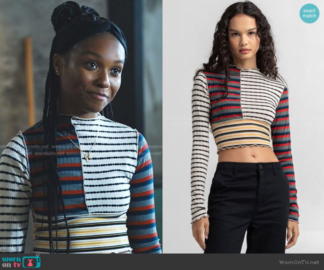 Full Tilt Mixed Stripe Tee worn by Naomi McDuffie (Kaci Walfall) on Naomi
