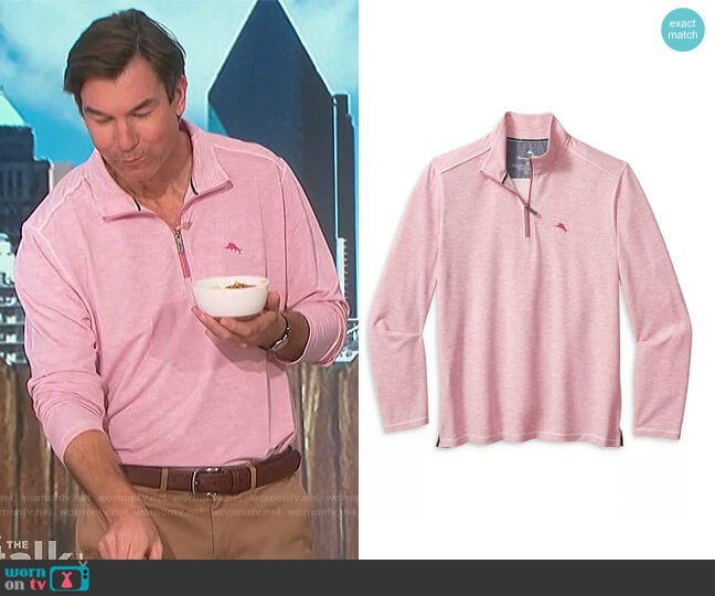 Tommy Bahama Coasta Vera Regular Fit Half Zip Sweater worn by Jerry O'Connell on The Talk
