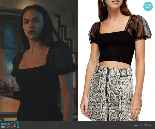 Topshop Organza Puff Sleeve Ponte Top worn by Veronica Lodge (Camila Mendes) on Riverdale