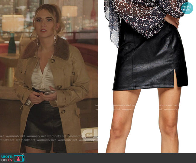 Topshop Faux Leather Mini Skirt worn by Amanda Carrington (Eliza Bennett) on Dynasty