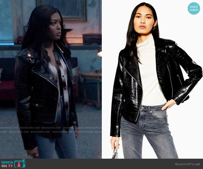 Topshop Crocodile PU Jacket worn by Ryan Wilder (Javicia Leslie) on Batwoman