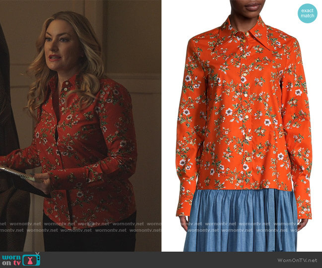 Tory Burch Floral Cotton Shirt worn by Alice Cooper (Mädchen Amick) on Riverdale