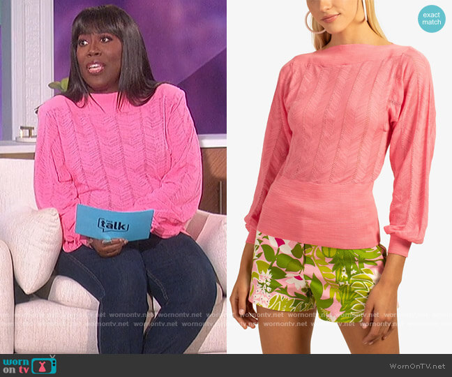 Trina Turk Ramona Pointelle Top worn by Sheryl Underwood on The Talk