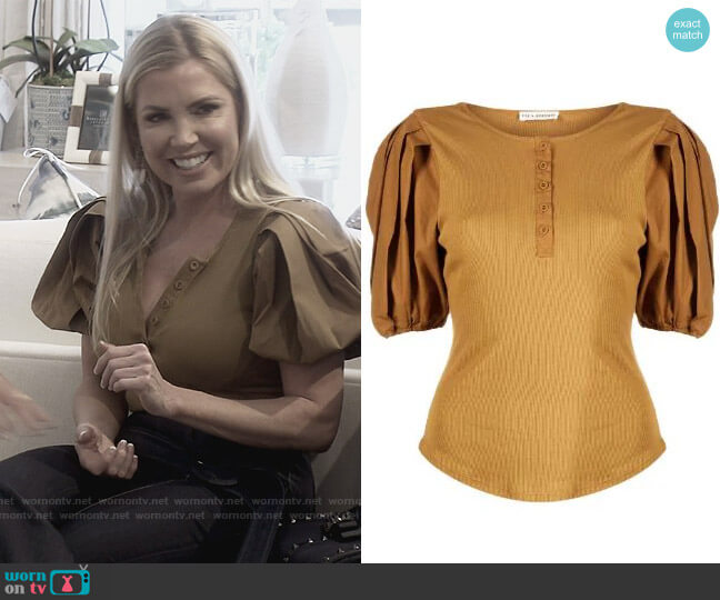 Ulla Johnson Kara puff sleeves top worn by Dr. Jen Armstrong on The Real Housewives of Orange County