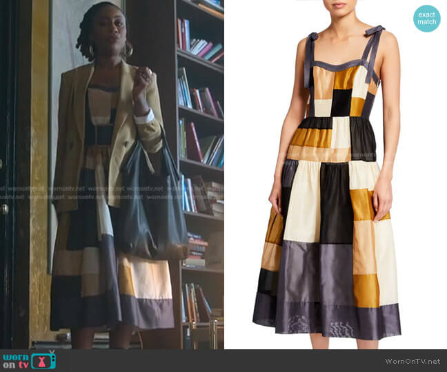 Ulla Johnson Minerva Sleeveless Midi Dress worn by Malika Williams (Zuri Adele) on Good Trouble