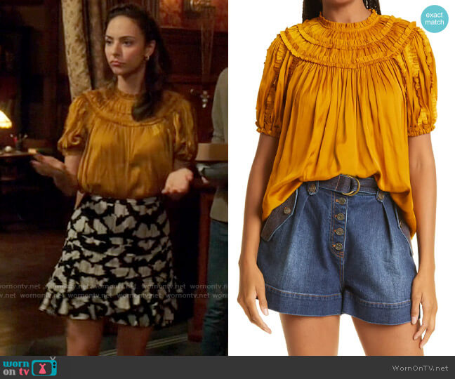 ALEXIA STAM - アリシアスタン Cutwork Ruffle Blouse Yellow ALEXIA STAM - アリシアスタン Cutwork Ruffle Blouse Yellowの