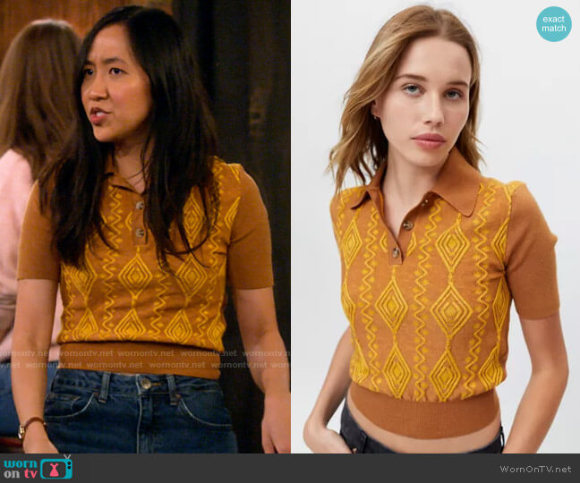 Urban Outfitters Bryce Jacquard Polo worn by Ellen (Tien Tran) on How I Met Your Father