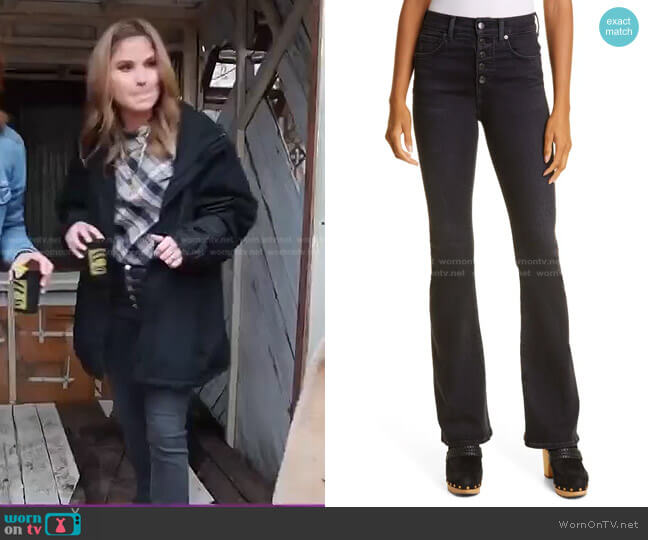 Veronica Beard Beverly Exposed Button Skinny Flare Jeans worn by Jenna Bush Hager on Today