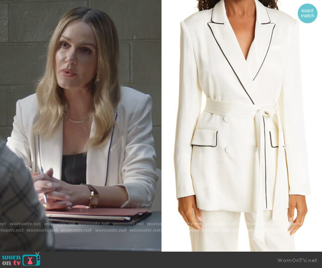 Veronica Beard Eiza Belted Jacket worn by Laura Baker (Monet Mazur) on All American