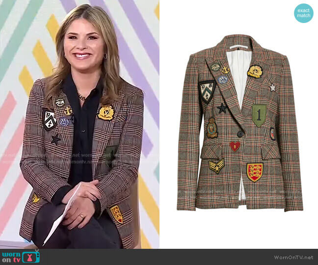 Veronica Beard Merlin Patch Dickey Wool Blend Jacket worn by Jenna Bush Hager on Today