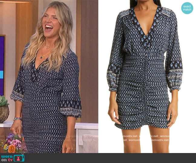 Veronica Beard Zaria V-Neck Ruched Dress worn by Amanda Kloots on The Talk