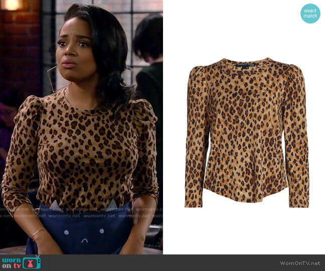 Veronica Beard Porter Leopard Print Tee worn by Randi (Kyla Pratt) on Call Me Kat