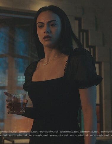 Veronica’s black square neck top on Riverdale