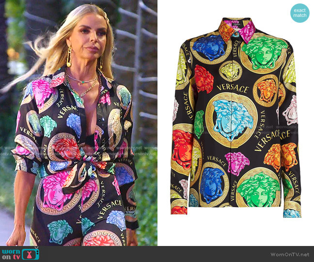 Versace Medusa Amplified Printed Silk Shirt worn by Alexia Echevarria (Alexia Echevarria) on The Real Housewives of Miami