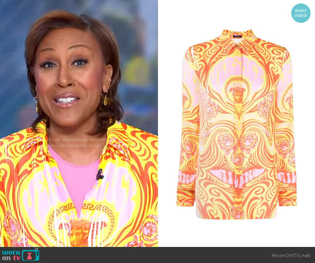 Versace Medusa Music Logo-Print Shirt worn by Robin Roberts on Good Morning America
