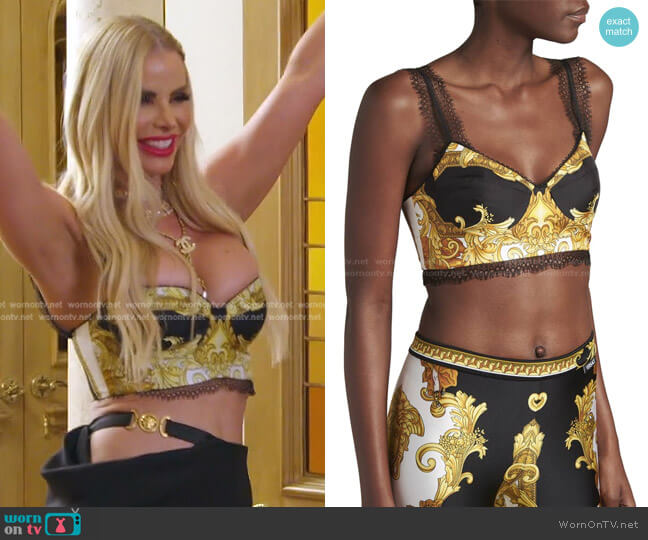 Versace Medusa Renaissance Print Bra Top worn by Alexia Echevarria (Alexia Echevarria) on The Real Housewives of Miami