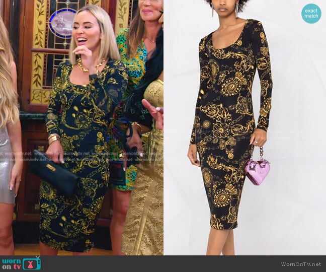 Versace Jeans Couture Baroque-Print Midi Dress worn by Nicole Martin (Nicole Martin) on The Real Housewives of Miami