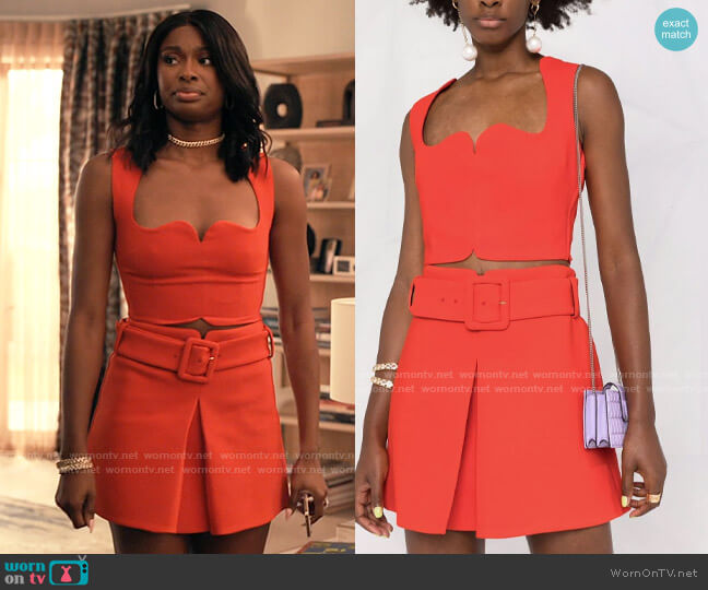 Versace Cady Crop Top worn by Hilary Banks (Coco Jones) on Bel-Air