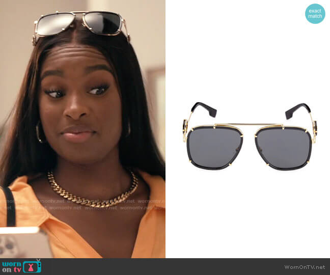 Versace 60MM Irregular Sunglasses worn by Hilary Banks (Coco Jones) on Bel-Air