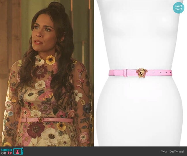 Versace Medusa Leather Belt worn by Cristal Jennings (Daniella Alonso) on Dynasty