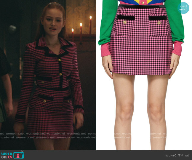 Versace Gingham Pattern Mini Skirt worn by Cheryl Blossom (Madelaine Petsch) on Riverdale