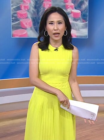 Vicky Nguyen’s yellow sleeveless ribbed dress on Today