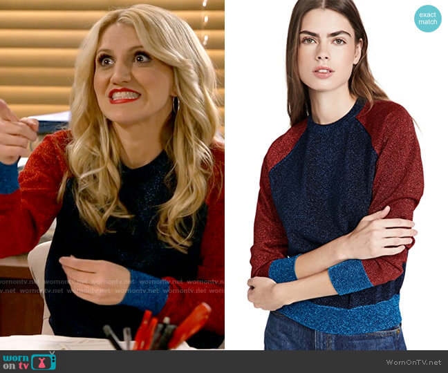 Victoria Beckham Colorblock Crew Neck Sweater worn by Gina Dabrowski (Annaleigh Ashford) on B Positive
