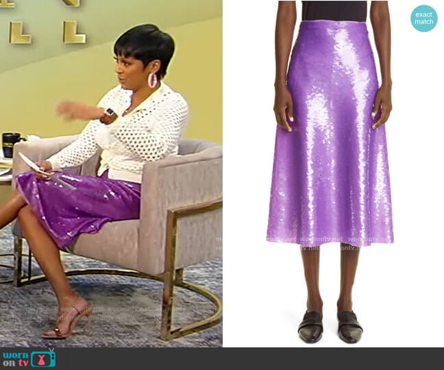 Victoria Beckham Sequin Midi Skirt worn by Tamron Hall on Tamron Hall Show