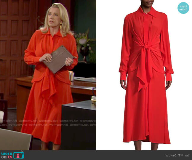 Victoria Beckham ?Tie-Waist Silk Shirtdress worn by Nikki Reed Newman (Melody Thomas-Scott) on The Young and the Restless