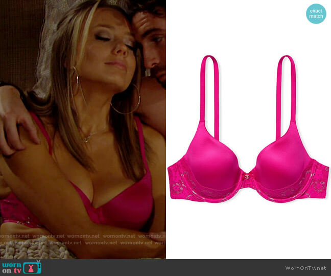 Victorias Secret Lightly-Lined Ombré Lace Full Coverage Bra in Berry Blush / Gold Shine worn by Abby Newman (Melissa Ordway) on The Young and the Restless