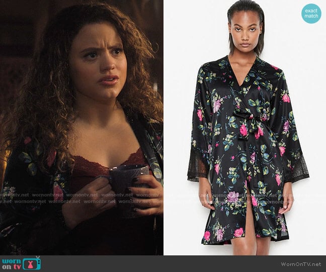 Victoria's Secret Chantilly Lace Robe worn by Maggie Vera (Sarah Jeffery) on Charmed