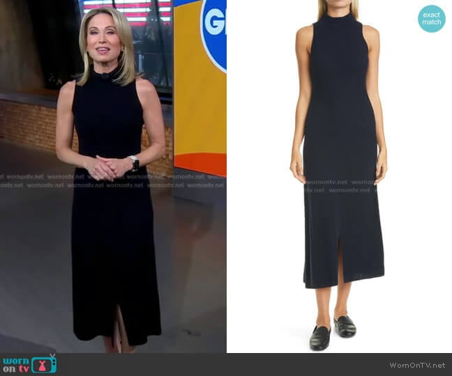 Vince Diagonal Rib Sleeveless Wool & Cashmere Dress worn by Amy Robach on Good Morning America