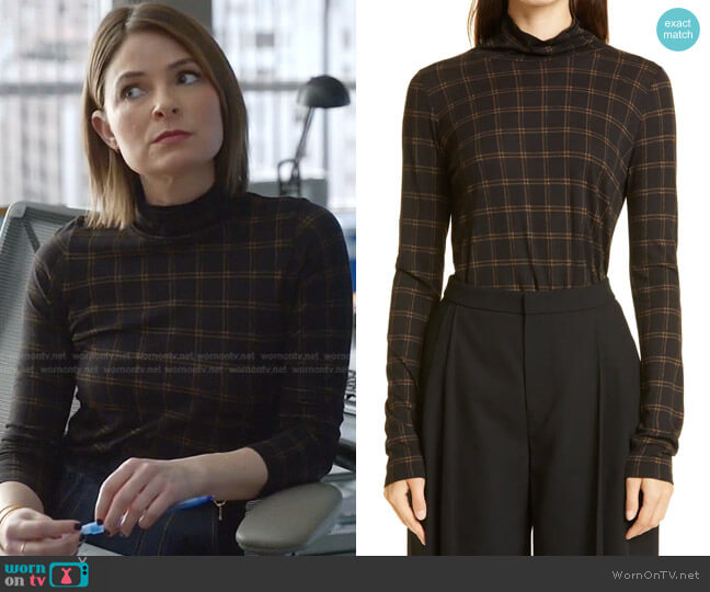 Vince Hazy Plaid Mock Neck worn by Taylor Rentzel (MacKenzie Meehan) on Bull