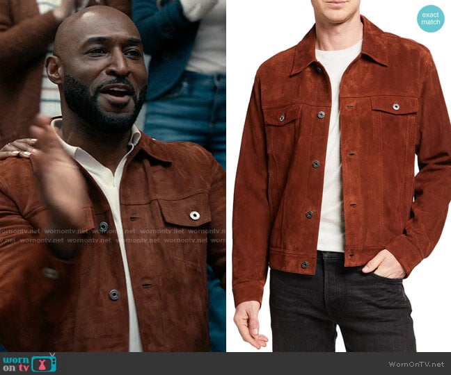 Vince Suede Trucker Jacket worn by Philip Banks (Adrian Holmes) on Bel-Air