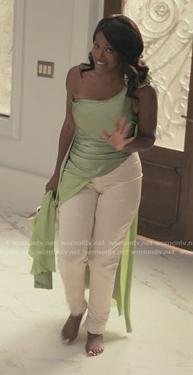 Viv’s green asymmetric blouse on Bel-Air