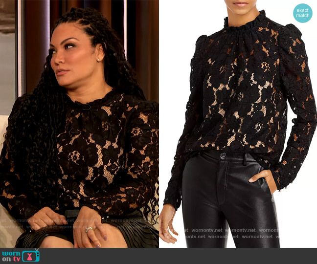 Wayf Erika Puff-Sleeve Lace Top