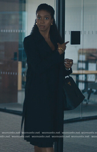 Kate’s black wrap coat on Billions