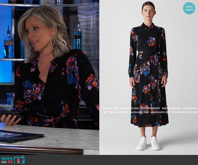 Whistles Freya Print Shirt Dress worn by Carly Spencer (Laura Wright) on General Hospital