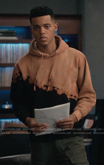 Will’s black diagonal tie dye hoodie on Bel-Air
