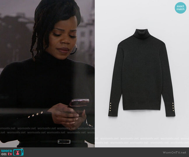 Zara Basic Knit Turtleneck Sweater worn by Amara Patterson (Kelly Jenrette) on All American Homecoming