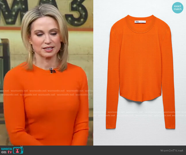Zara Extra Thin Knit Sweater worn by Amy Robach on Good Morning America