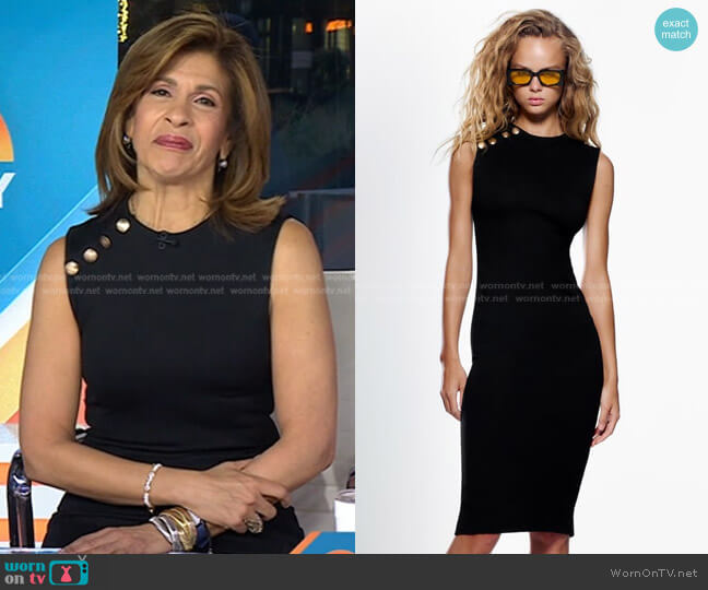 Zara Midi Dress with Buttons worn by Hoda Kotb on Today