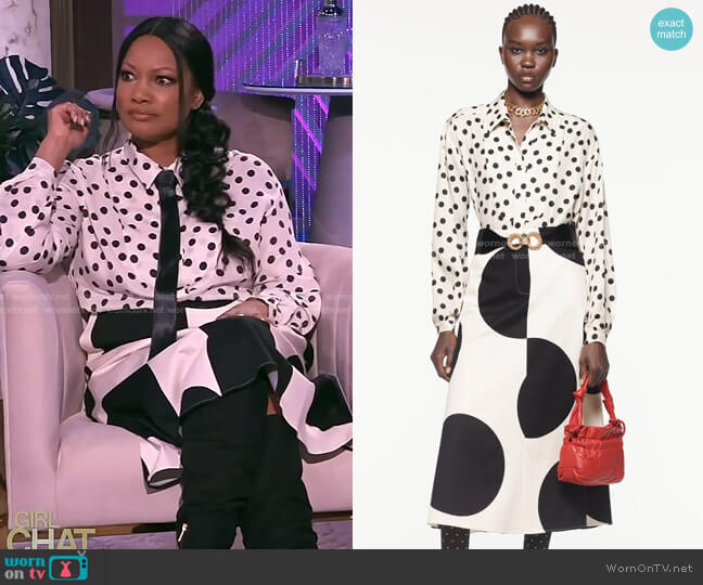 Zara Polka Dot Blouse worn by Garcelle Beauvais on The Real