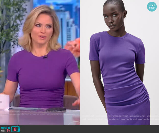 Zara Ruched Rib Dress worn by Sara Haines on The View