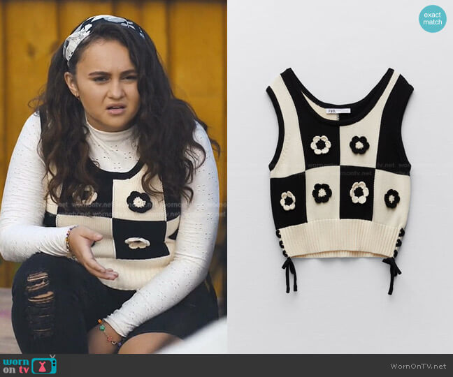 Zara Side Band Crochet Top worn by Annabelle (Mary-Charles Jones) on Naomi