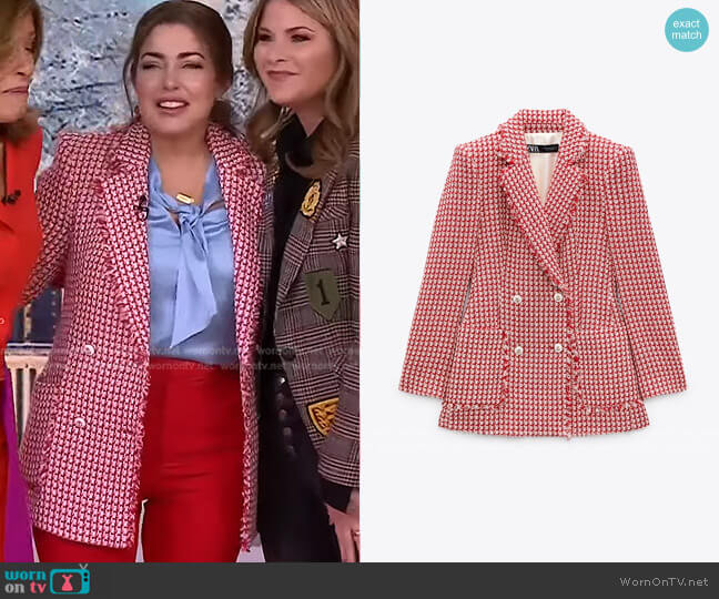 Zara Tailored Double Breasted Blazer worn by Bobbie Thomas on Today