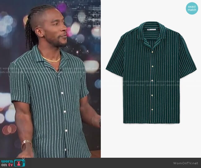 Zara Textured Striped Shirt worn by Scott Evans on Access Hollywood