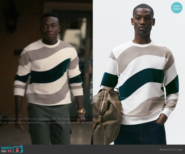 Zara Contrast Print Sweatshirt worn by Carlton Banks (Olly Sholotan) on Bel-Air