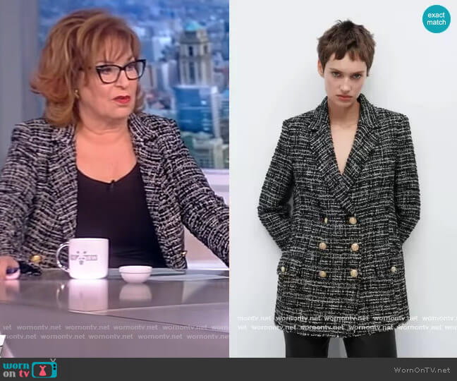 Zara Double Breasted Textured Weave Jacket worn by Joy Behar on The View